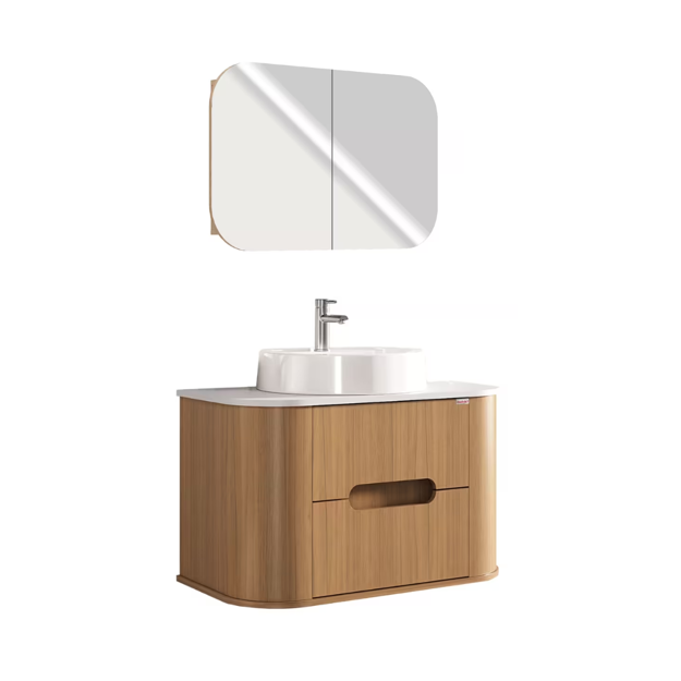 Imagen de Mueble de baño suspendido Eleonora 80 cm Blanco/Catedral con bacha y botiquin