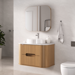 Imagen de Mueble de baño suspendido Eleonora 80 cm Blanco/Catedral con bacha y botiquin