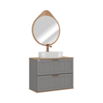 Imagen de Mueble de baño suspendido Milena 78 cm Avellana/Catedral con bacha y espejo