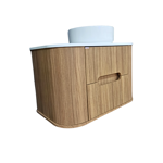 Imagen de Mueble de baño suspendido Eleonora 80 cm Blanco/Catedral sin bacha