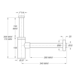 Imagen de Sifón botella lavatorio inoxmater 1.1/4 acero satinado BONOMINI