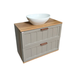 Imagen de Mueble de baño suspendido Milena 78 cm Avellana/Catedral con bacha y espejo