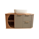 Imagen de Mueble de baño suspendido Tereza Cristina 100 cm Catedral/Avellana con bacha