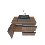 Imagen de Mueble de baño suspendido Cecilia Nogal 78 cm con bacha