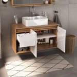 Imagen de Mueble de baño suspendido Apollo Rustico Blanco 90 cm con bacha