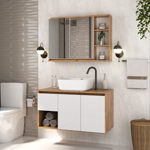 Imagen de Mueble de baño suspendido Apollo Rustico Blanco 90 cm con bacha