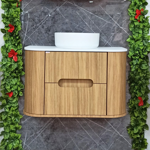 Imagen de Mueble de baño suspendido Eleonora 80 cm Blanco/Catedral con bacha