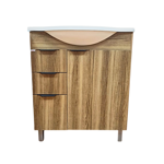 Imagen de Mueble de baño de pie Crystal Nogal 72 cm con Bacha de resina y espejo con botiquín