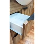 Imagen de Mueble de baño de pie Crystal Nogal 72 cm con Bacha de resina y espejo con botiquín