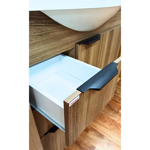 Imagen de Mueble de baño de pie Crystal Nogal 72 cm con Bacha de resina y espejo con botiquín