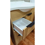 Imagen de Mueble de baño de pie Crystal Nogal 56 cm con Bacha de resina natural y espejo botiquín
