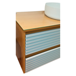 Imagen de Mueble De Baño Suspendido Osaka Beige 82 cm con bacha De Loza y Tapa de Vidrio