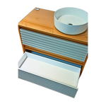 Imagen de Mueble De Baño Suspendido Osaka Beige 82 cm con bacha De Loza y Tapa de Vidrio