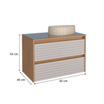 Imagen de Mueble De Baño Suspendido Osaka Beige 82 cm con bacha De Loza y Tapa de Vidrio