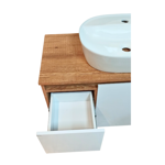 Imagen de Mueble de baño suspendido Apollo Rustico Blanco 90 cm con bacha y botiquín