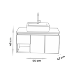 Imagen de Mueble de baño suspendido Apollo Rustico Blanco 90 cm con bacha y botiquín