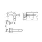 Imagen de Grifería de lavatorio Monocomando de Pared Alassio Negro Mate