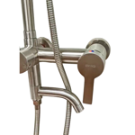 Imagen de Barral de ducha Monocomando Exterior con transferencia Milano Gris Satinado