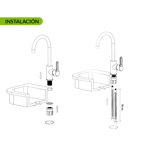 Imagen de Grifería de Cocina Monocomando de Mesada Noar Pico Alto Negro Mate