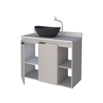 Imagen de Mueble de baño suspendido Aster beige 80 cm mesada granito blanco sin bacha