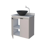 Imagen de Mueble de baño suspendido Aster beige 60 cm mesada granito Blanco sin bacha