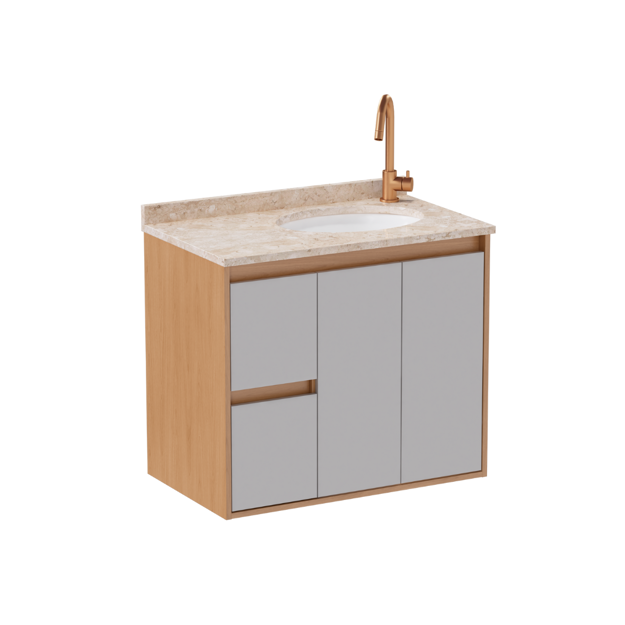 Imagen de Mueble de baño Danubio Suspendido 80 cm mesada granito con lavatorio incorporado