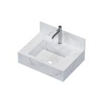 Imagen de Mueble de baño suspendido de porcelanato Blanco Calacata Napoles 60 cm con bacha incorporada