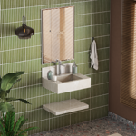 Imagen de Mueble de baño suspendido de porcelanato Beige Napoles 60 cm con bacha incorporada