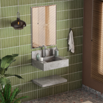 Imagen de Mueble de baño suspendido de porcelanato Gris Napoles 60 cm con bacha incorporada