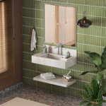 Imagen de Mueble de baño suspendido de porcelanato Beige Napoles 80 cm con bacha incorporada