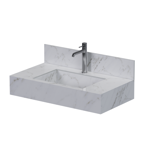 Imagen de Mueble de baño suspendido de porcelanato Blanco Calacata Napoles 80 cm con bacha incorporada