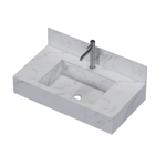 Imagen de Mueble de baño suspendido de porcelanato Blanco Calacata Napoles 80 cm con bacha incorporada