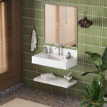 Imagen de Mueble de baño suspendido de porcelanato Blanco Calacata Napoles 80 cm con bacha incorporada