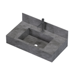 Imagen de Mueble de baño suspendido de porcelanato Gris Napoles 80 cm con bacha incorporada