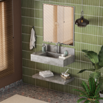 Imagen de Mueble de baño suspendido de porcelanato Gris Napoles 80 cm con bacha incorporada