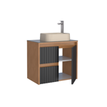 Imagen de Mueble de baño suspendido Kyoto Negro 61 cm con tapa de vidrio sin bacha