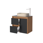 Imagen de Mueble de baño suspendido Kyoto Negro 61 cm con tapa de vidrio sin bacha