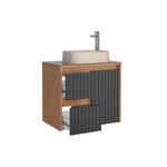 Imagen de Mueble de baño suspendido Kyoto Negro 61 cm con tapa de vidrio sin bacha