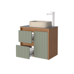 Imagen de Mueble de baño suspendido Kyoto Verde 61 cm con tapa de vidrio sin bacha