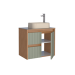 Imagen de Mueble de baño suspendido Kyoto Verde 61 cm con tapa de vidrio sin bacha