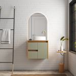 Imagen de Mueble de baño suspendido Kyoto Verde 61 cm con tapa de vidrio sin bacha