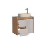 Imagen de Mueble de baño suspendido Kyoto Beige 61 cm con tapa de vidrio sin bacha