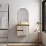 Imagen de Mueble de baño suspendido Kyoto Beige 61 cm con tapa de vidrio sin bacha