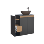Imagen de Mueble de baño suspendido Lotus Negro 80 cm con tapa de vidrio sin bacha