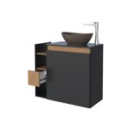 Imagen de Mueble de baño suspendido Lotus Negro 80 cm con tapa de vidrio sin bacha