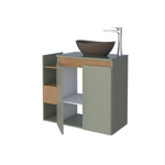 Imagen de Mueble de baño suspendido Lotus Verde 80 cm con tapa de vidrio sin bacha