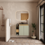 Imagen de Mueble de baño suspendido Lotus Verde 80 cm con tapa de vidrio sin bacha