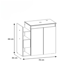 Imagen de Mueble de baño suspendido Lotus Verde 80 cm con tapa de vidrio sin bacha
