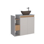 Imagen de Mueble de baño suspendido Lotus Beige 80 cm con tapa de vidrio sin bacha