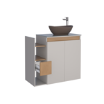 Imagen de Mueble de baño suspendido Lotus Beige 80 cm con tapa de vidrio sin bacha
